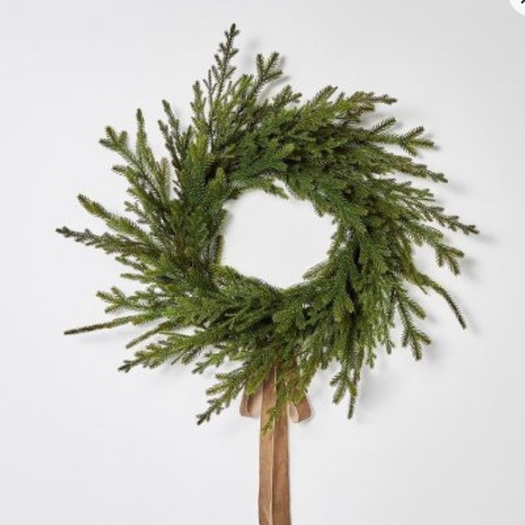 Studio McGee Holiday Pine Christmas Wreath With Ribbon Threshold